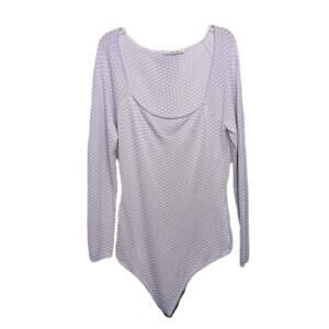 Abercrombie & Fitch Pointelle Square Neck Thong Bodysuit Women's XL Lavender NEW